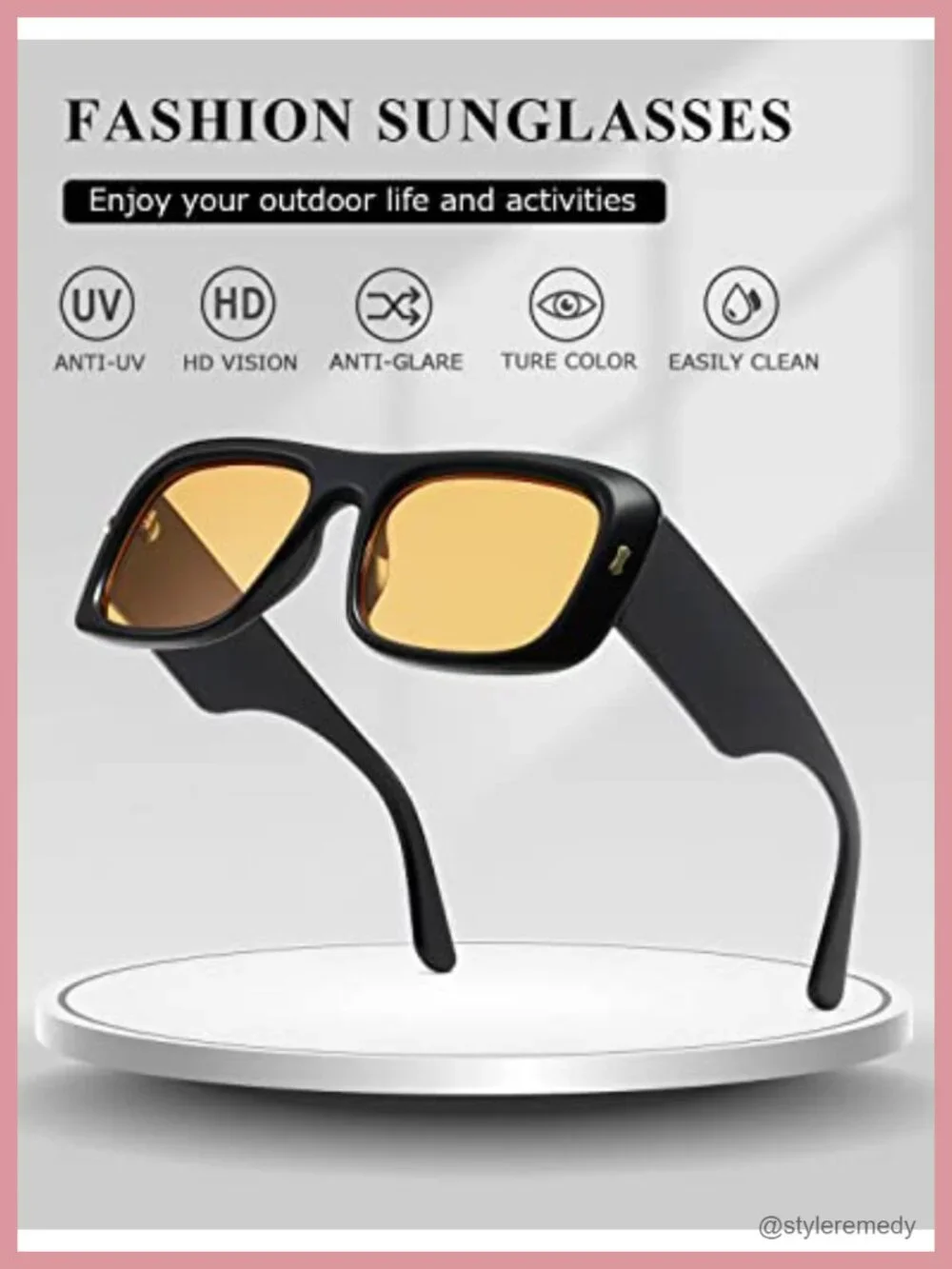 Y2K Oversized Square Sunglasses Thick Frame Lightweight